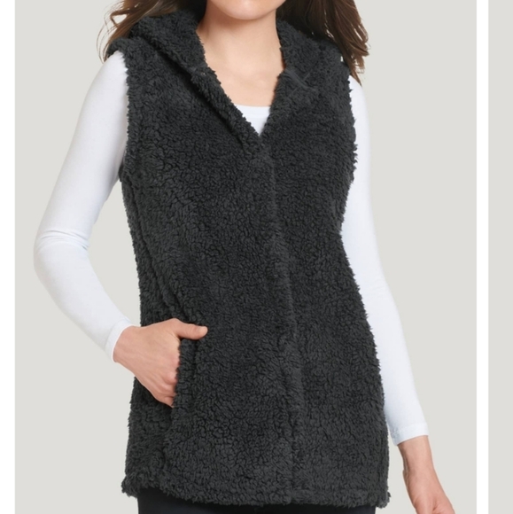 Jockey Grey Hooded Sherpa Vest - Picture 1 of 6